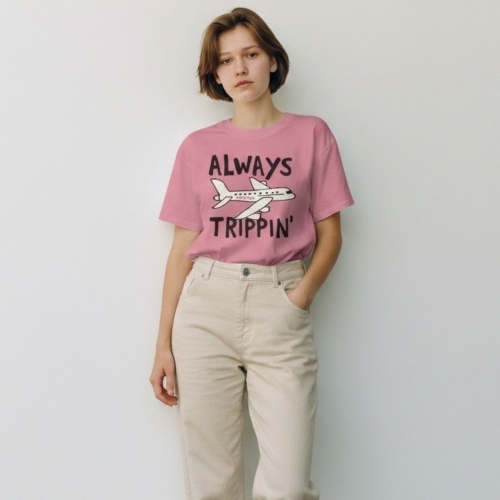 Life Is Good Pink Always Trippin Graphic Tee Size Large‎